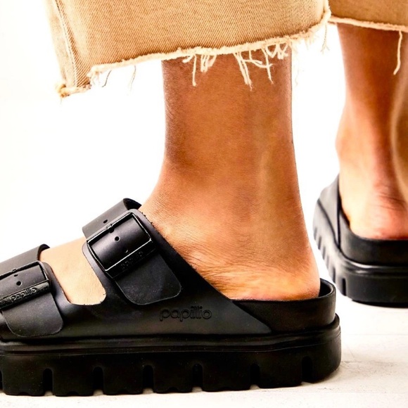 Free People Birkenstock Papillio Arizona Exquisite Chunky Sandal Black - Picture 9 of 9